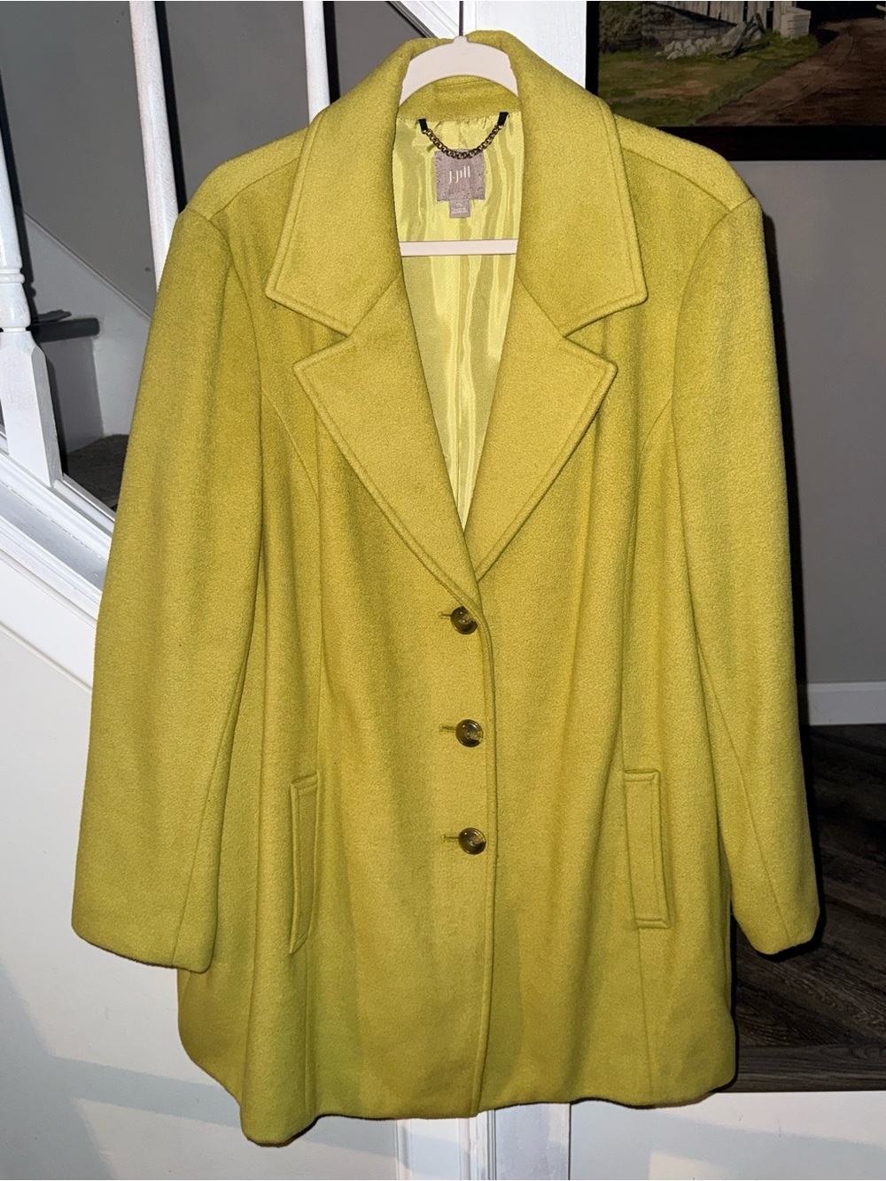 J. Jill Chartreuse Wool-Blend Pea Coat